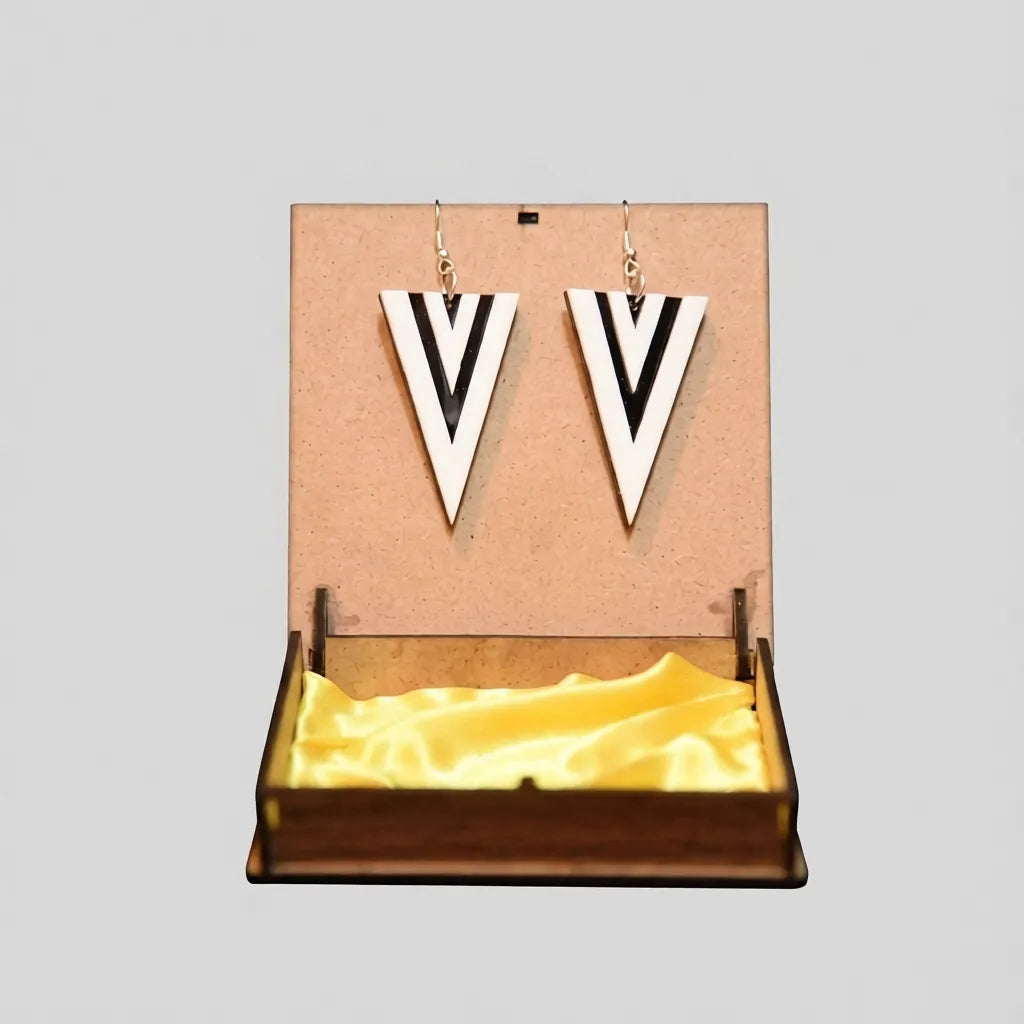 Ivory Chevron Spike Earrings