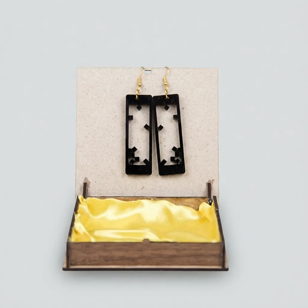Pixel Frame Drop Earrings