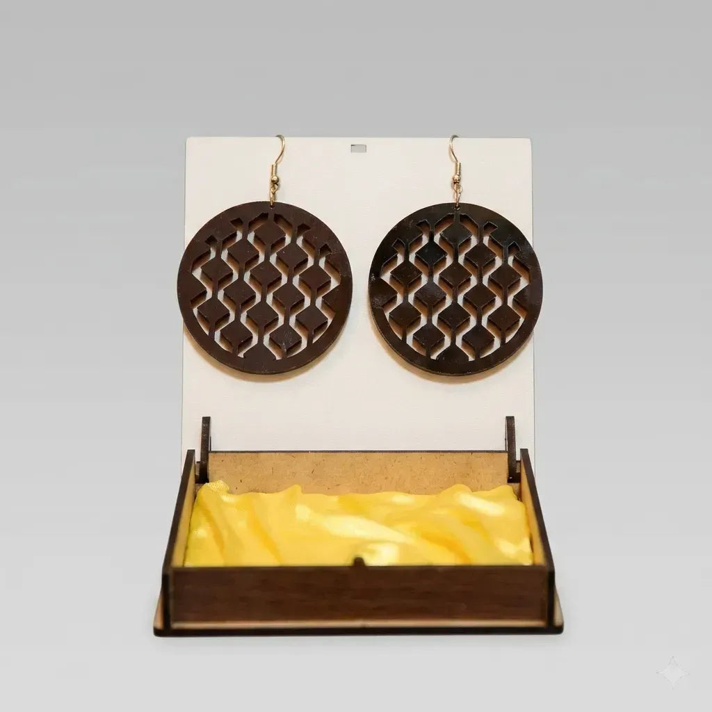 Mocha Lattice Disc Earrings